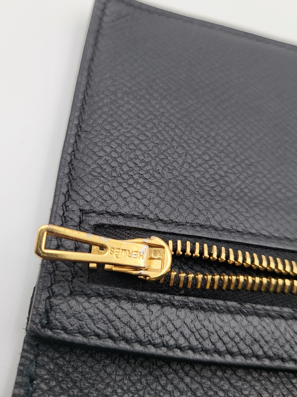 Hermes Bearn Black Epson Calfskin Leather Wallet with Gold Foil Logo,,Authentic. - Picture 5 of 16